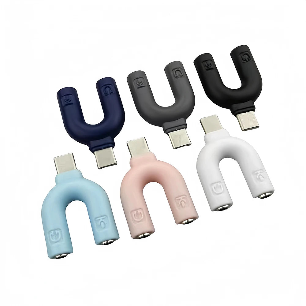Type-c Headphone Mic Splitter Adapter U-shaped Type-c 1 To 2 Audio Splitter Adapter for Mobile Phone,Computer,Laptop,Speaker Quake