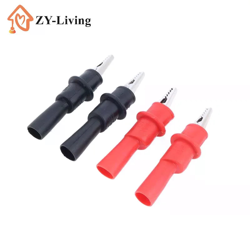 4Pcs Multimeter Test Probe Alligator Clip Insulated Metal Alligator Clamp For Circuit Testing Measurement Maintenance Quake