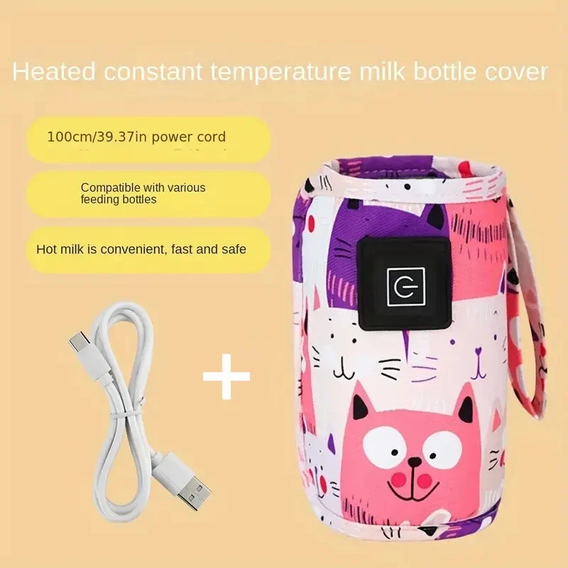 vvocciTravel baby stroller USB milk water insulation bag portable universal constant temperature bottle feeding insulation cover Quake B360 pink