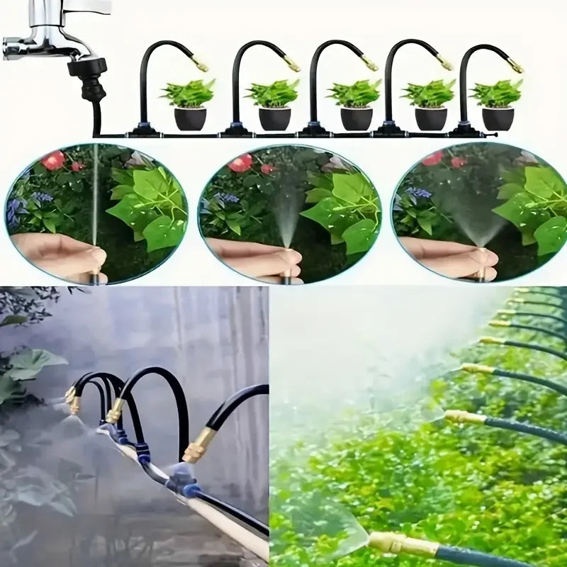 Automatic Watering System with 360° Adjustable 20 Brass Nozzles, with Universal Connector for Drip Irrigation Kit Quake