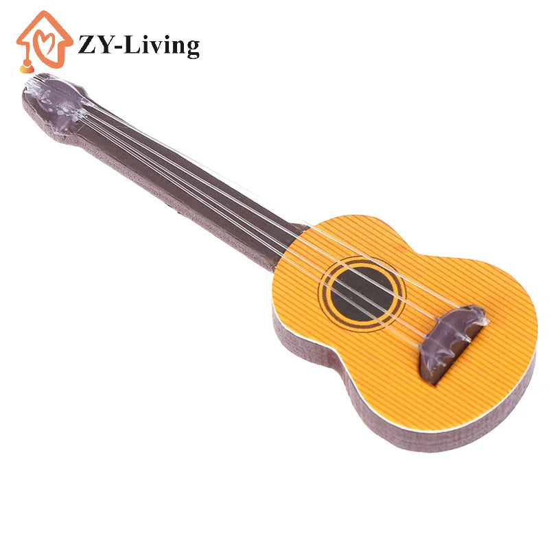 1:12 Dollhouse Musical Instrument Model Miniature Classical Guitar Home Living Scene Decor Toy Doll House Accessories Quake