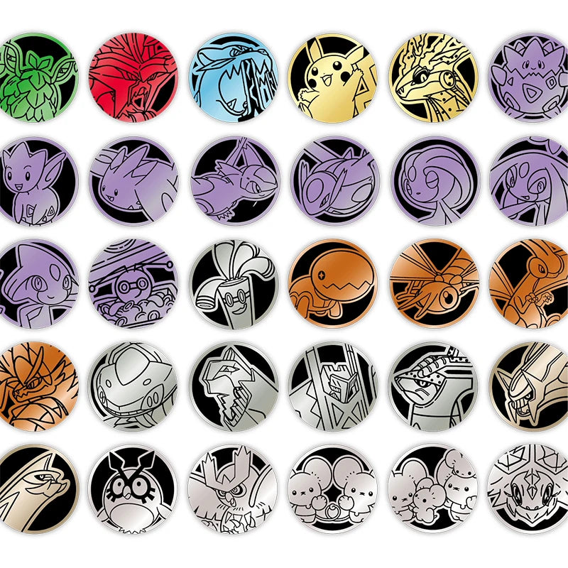 New Pkm 3-in-1 Coin Collection Set Sparkling Fable Stellar Crystal Chasing Glory PTCG Accessory Anime Collectible Gift Toys Quake