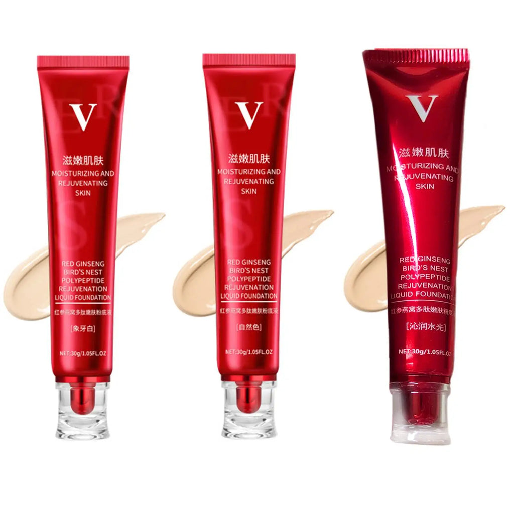 FV Red Upgrade Foundation Oil-control Waterproof Hydrating Makeup Base Cream Precious Luxury Herbal Extracts Concealer Quake