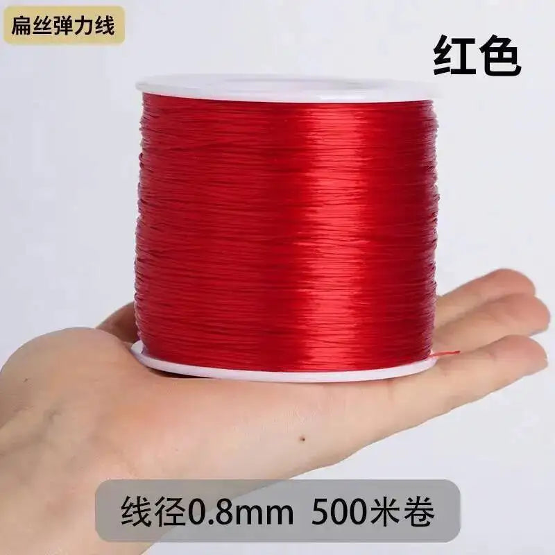 500M 0.8mm Flat Crystal Elastic Thread Bracelet String Leather Band Rope Wearing Bracelet Elastic Thread Buddha Bead Thread Quake
