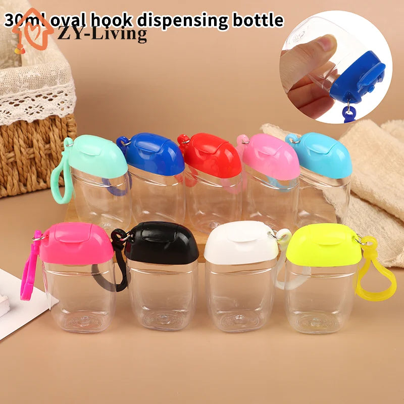 30ml Portable Refillable Bottles With Hook Hand Sanitizer Alcohol Cosmetics Container Outdoor Mini Soap Dispenser Container Quake