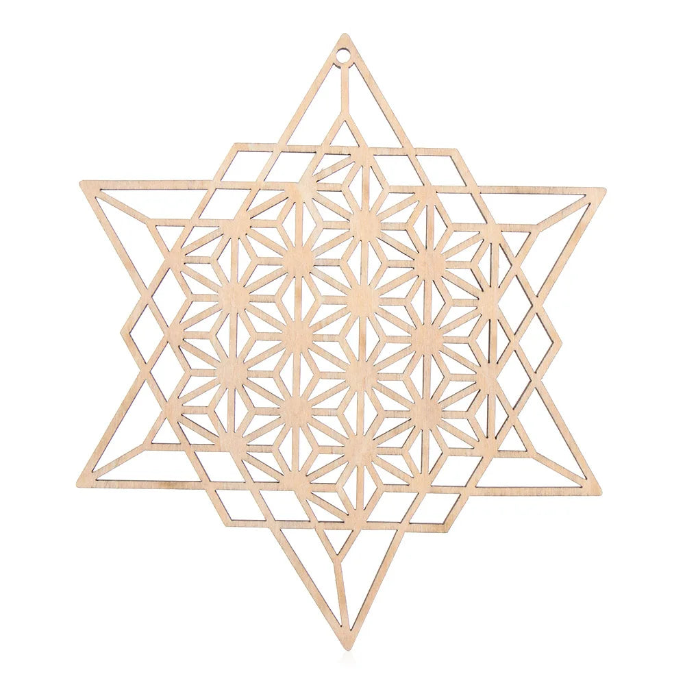 Wooden Wall Sign Flower of Life Shape Laser Cut Wood Wall Art Home Decor Handmade Coasters Craft Making Sacred Geometry Ornament Quake Style 4-14cm