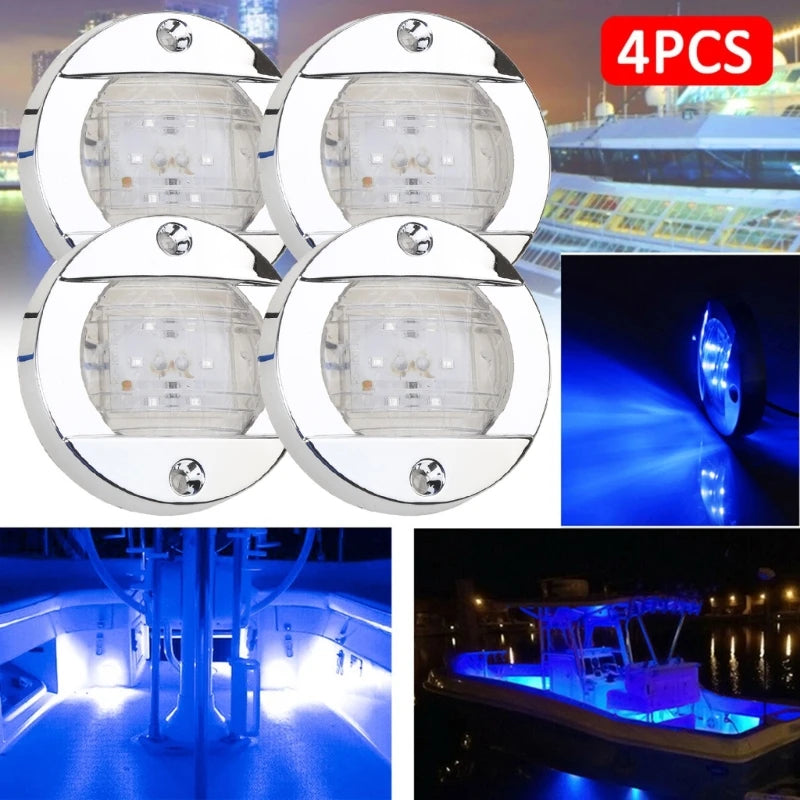 12V Round Marine Boats LED Light Interior Deck Transom Mount Lamp Courtesy Light Stern Navigation Signal For Kayak Yacht Quake