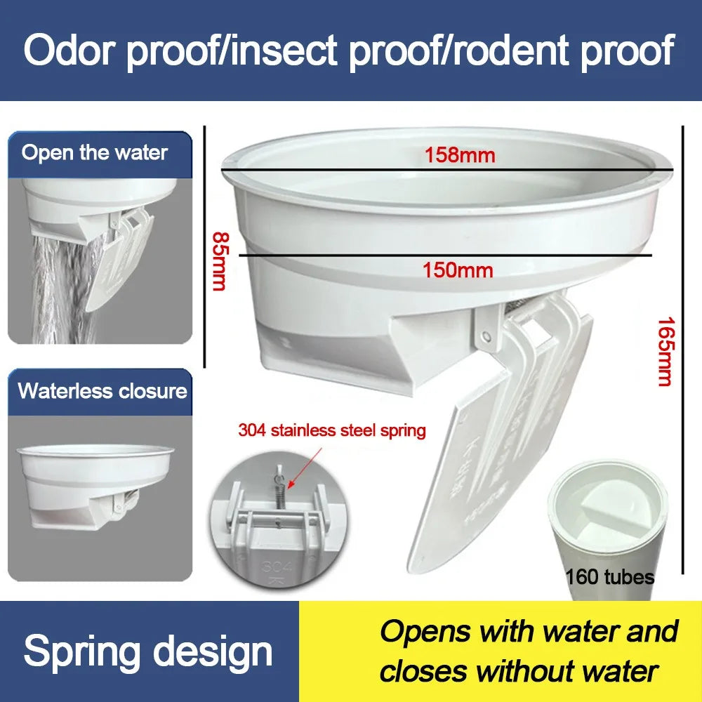 Anti-leak Toilet Flange Ring Floor Outlet Odor-resistant Drain Pipe Cover Automatic Closing Replacement Toilet Repairing Parts Quake 160