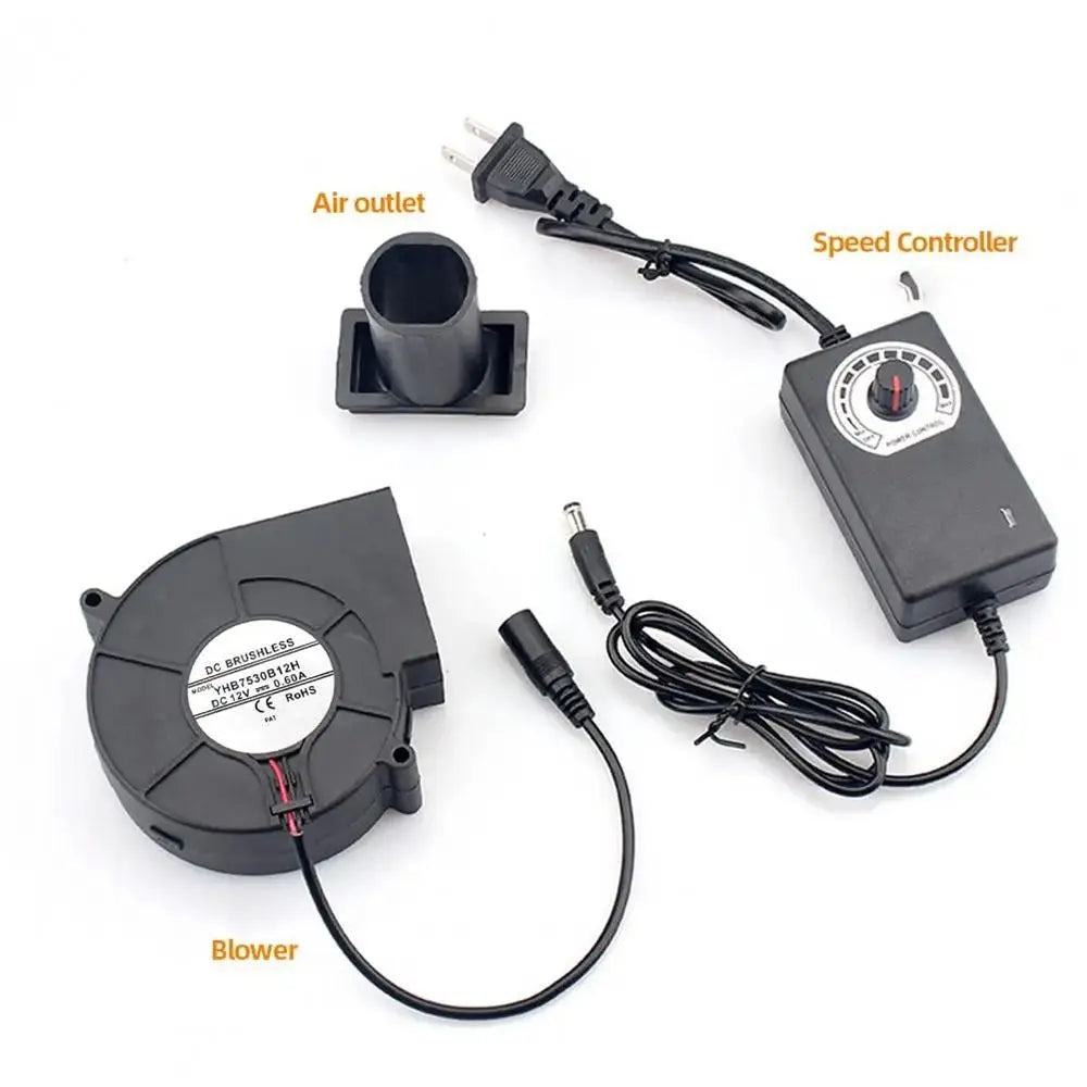 1Pcs New Small Blast Engine BBQ Blower with Variable Speed Controller 7530 Type Air Blower 220V/110V 3700RPM Cooking Fans Quake