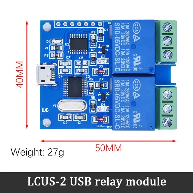 USB Relay Module CH340 USB Intelligent Control Switch 10A 250VAC 30VDC Over-Currentelay LCUS-1/LCUS-2 /LCUS-4/LCUS-8 Smart Home Quake LCUS-2