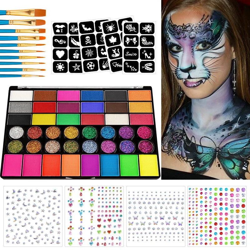 42 Colors Glow Fluorescent Neon Oil Face Body Art Paint UV Glow Oil Painting Halloween Party Fancy Dress Beauty Makeup Cosmetics Quake 4pcs