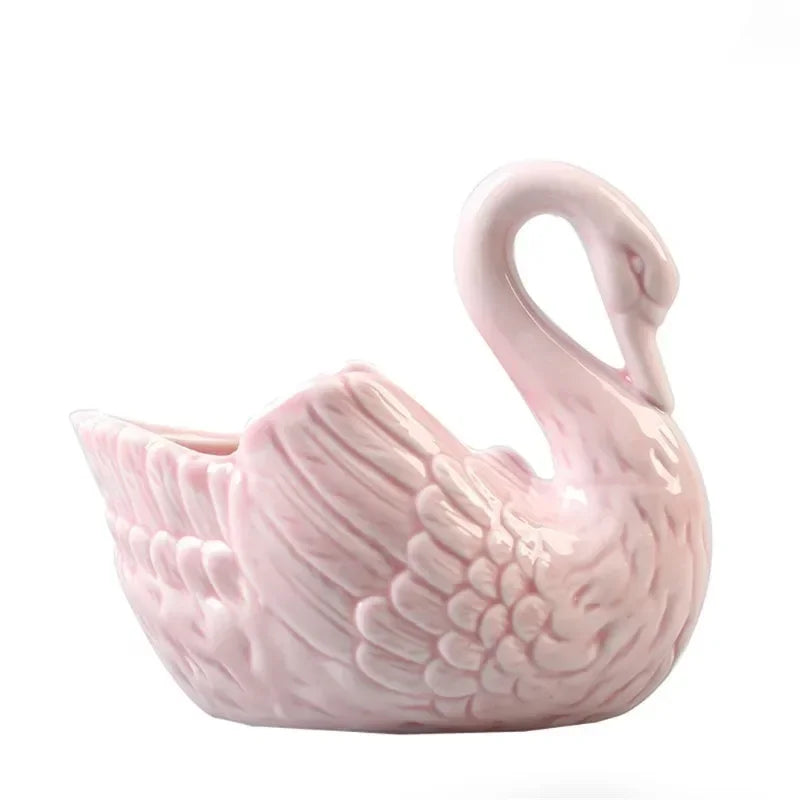 Swan Ceramic Ornaments Decoration Desktop Storage Box Tealight Candles Holder Flower Pot Home Decor Furnishings Quake