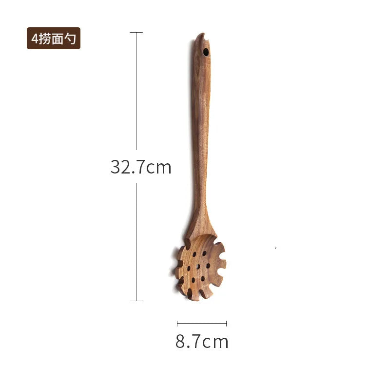 Teak Wooden Spatulas Kitchen Utensils Cooking Utensil Eco-Friendly Wood Spatula for Non Stick Cookware Quake 32.7x8.7cm