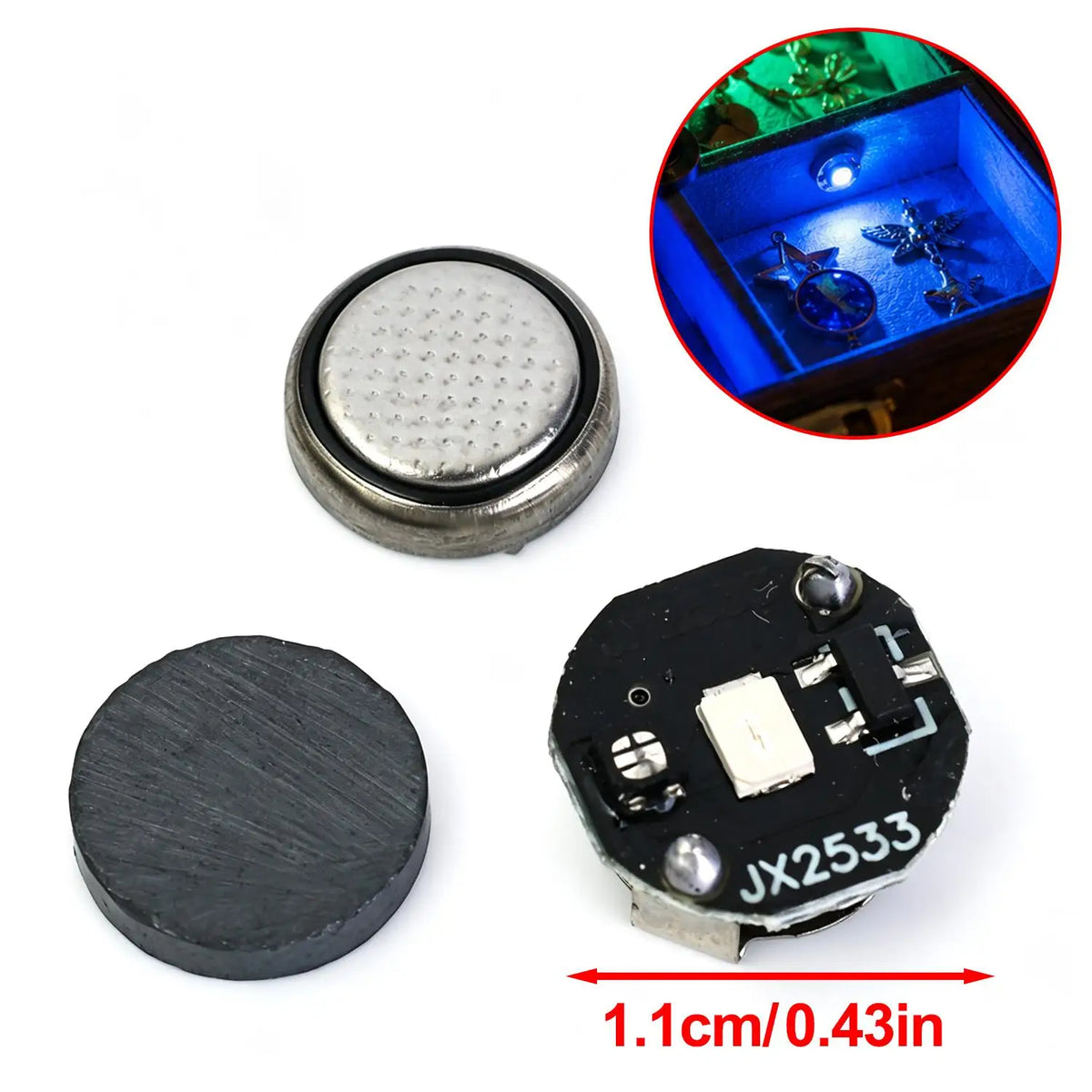 10/1PCS Miniature Wireless Magnetic Light Model Srong Bright Single Lamp with Button Battery DIY Handmade Decorative Lamp Wires Quake Blue 10PCS