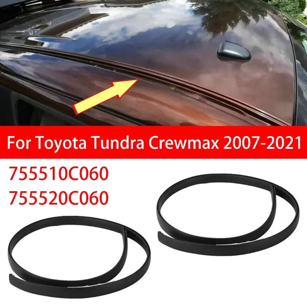165cm For Toyota Tundra Crewmax 2007-2021 755510C060 755520C060Pair Car Roof Drip Finish Moulding Seal Strips Parts Accessories Quake Default Title