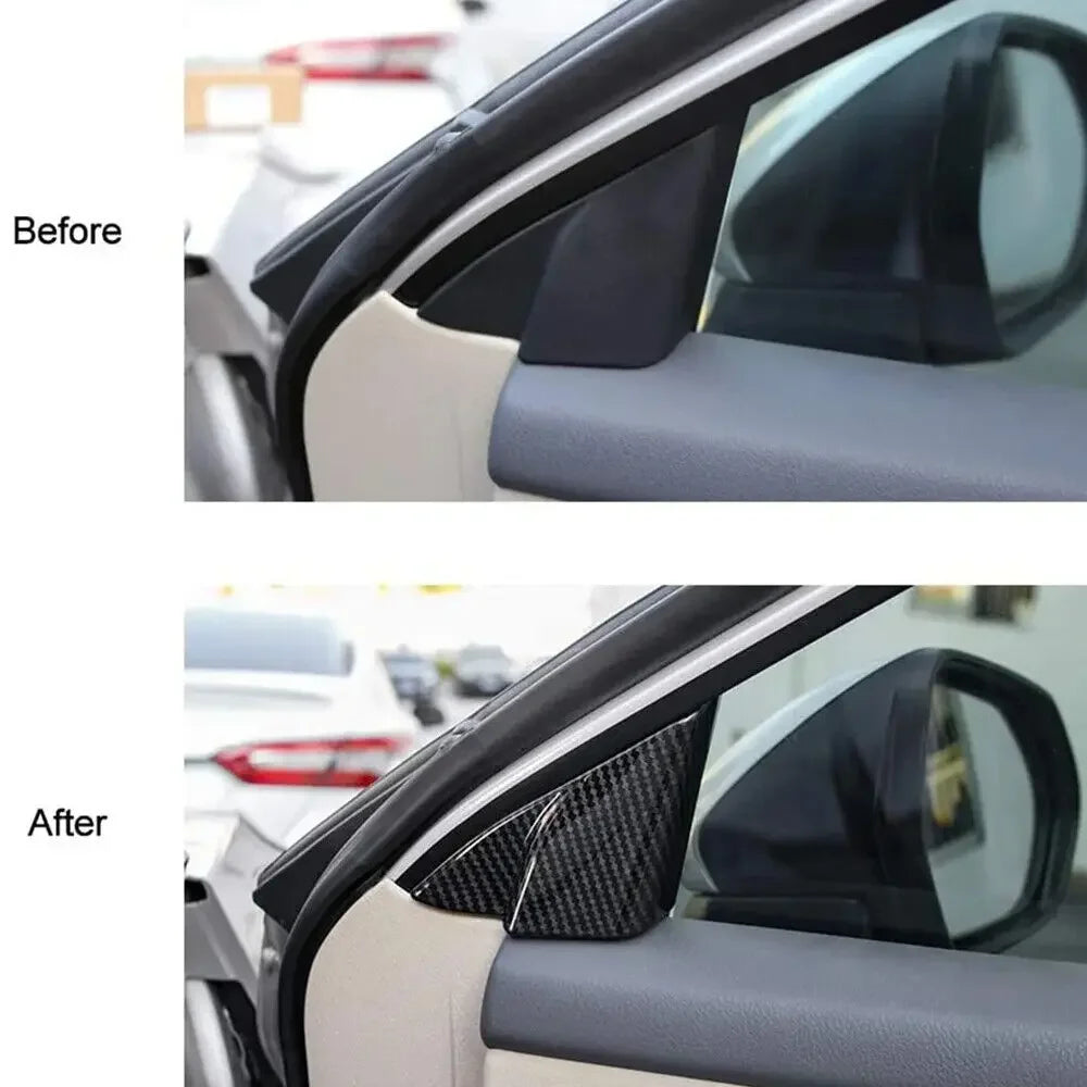For Toyota Camry 2018 2019 2020 2021 2022 2023 Carbon Fiber Look Car Front Window Window A Pillar Triangle Cover Trim Sticker Quake