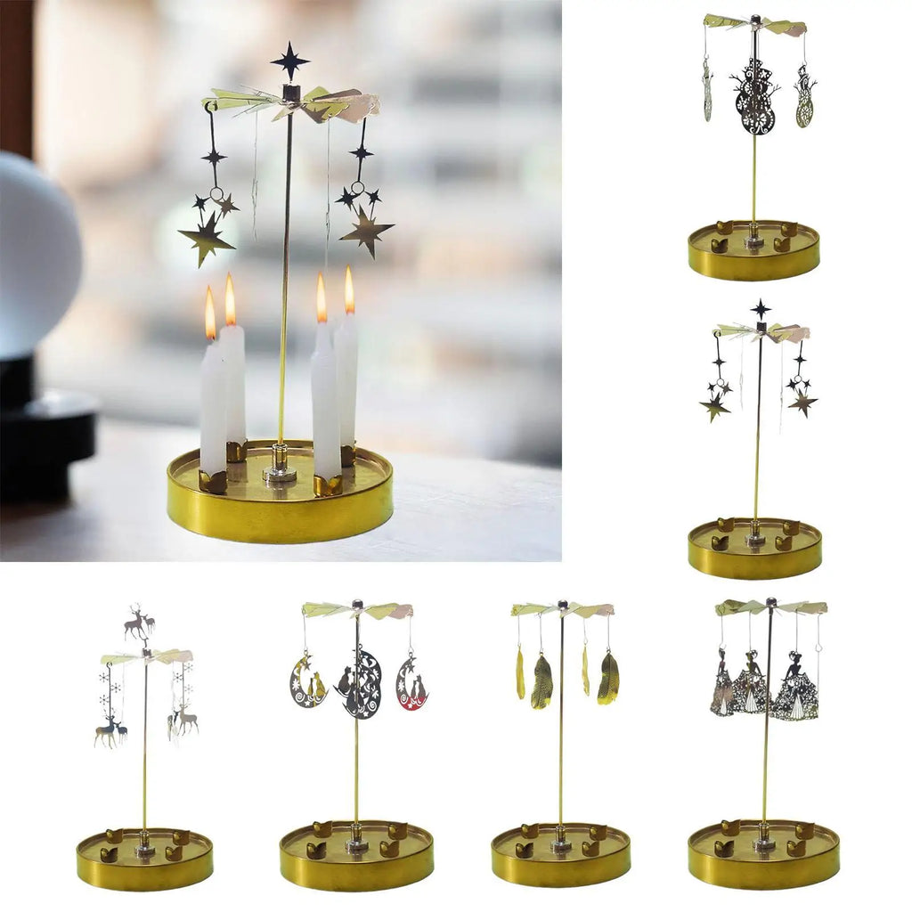 Spinning Candle Holder Party Decor Table Centerpiece Rotating Candle Holder for Christmas Wedding Living Room Friends Gathering Quake