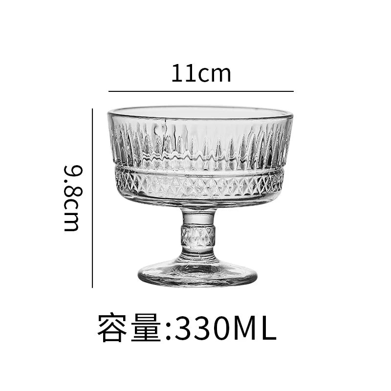 Vintage ins Wind Sunflower relief glass high appearance level wine glass design sense drink juice stemware glass Quake D 201-300ml