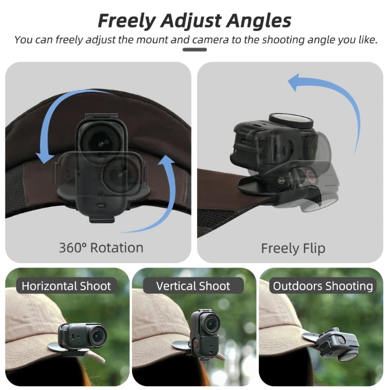 Quick Release Hat Clip Mount For OsmoNano Camera Horizontal/Vertical Switching for Adventure Vlog Cycling Hiking K1KF Quake