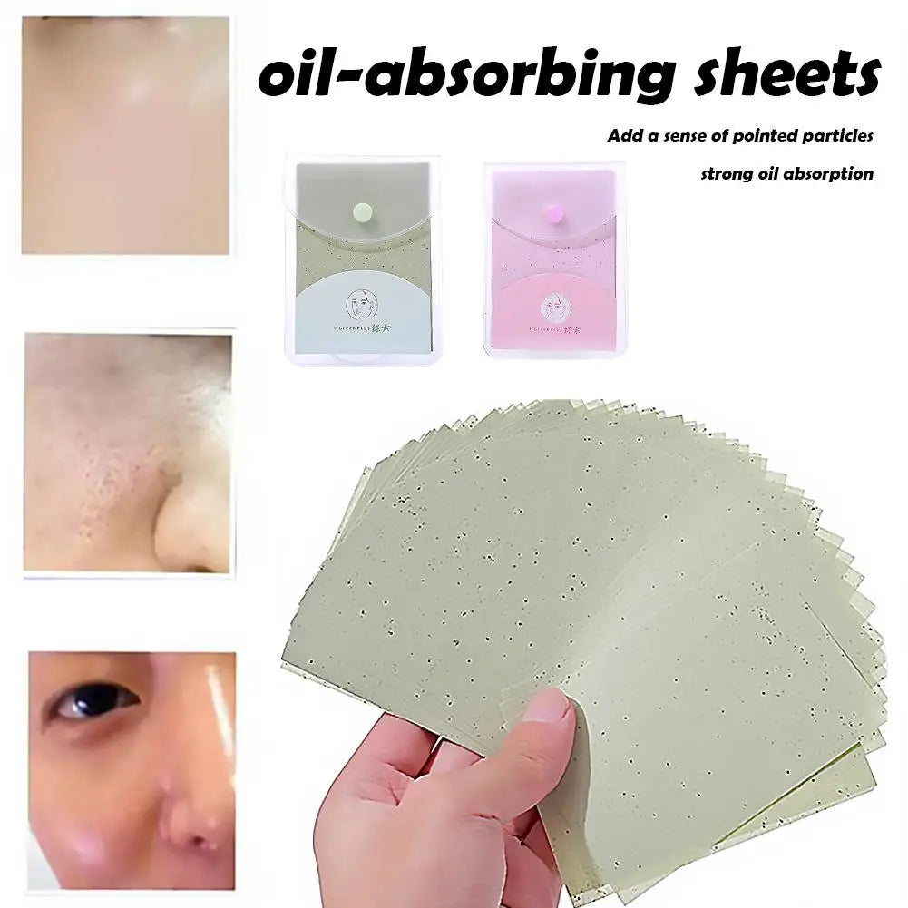 160Pcs Protable Facial Absorbent Paper Oil Control Wipes Green Tea Sheet Oily Face Blotting Matting Tissue Makeup Facial Clean Quake