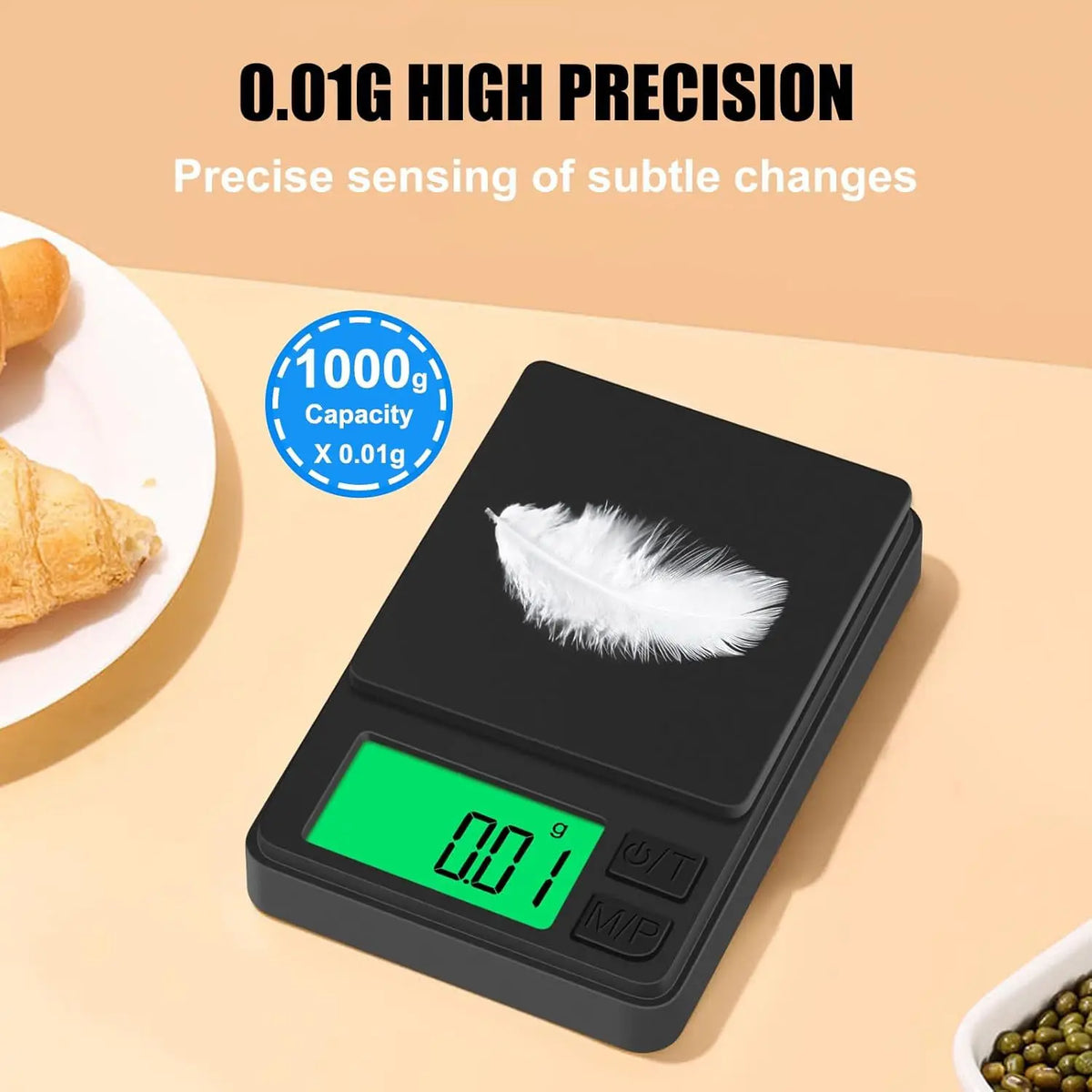Precision Pocket Scale 1000g X 0.01g - Digital Gram Food Jewelry Ounces/Grains Scale Digital Pocket Scale Mini Scale Tiny Scale Quake