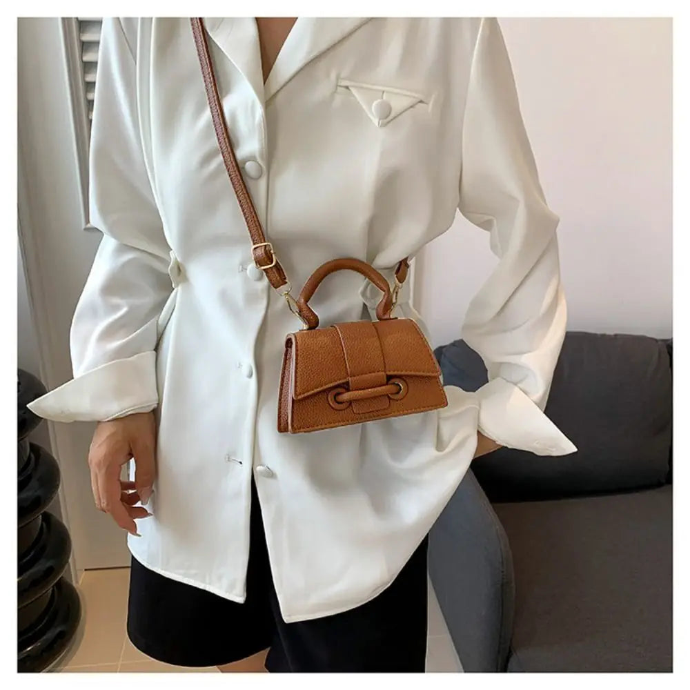 High Quality PU PU Leather Bag Solid Color Buckle Square Bag Shoulder Crossbody Bag Quake