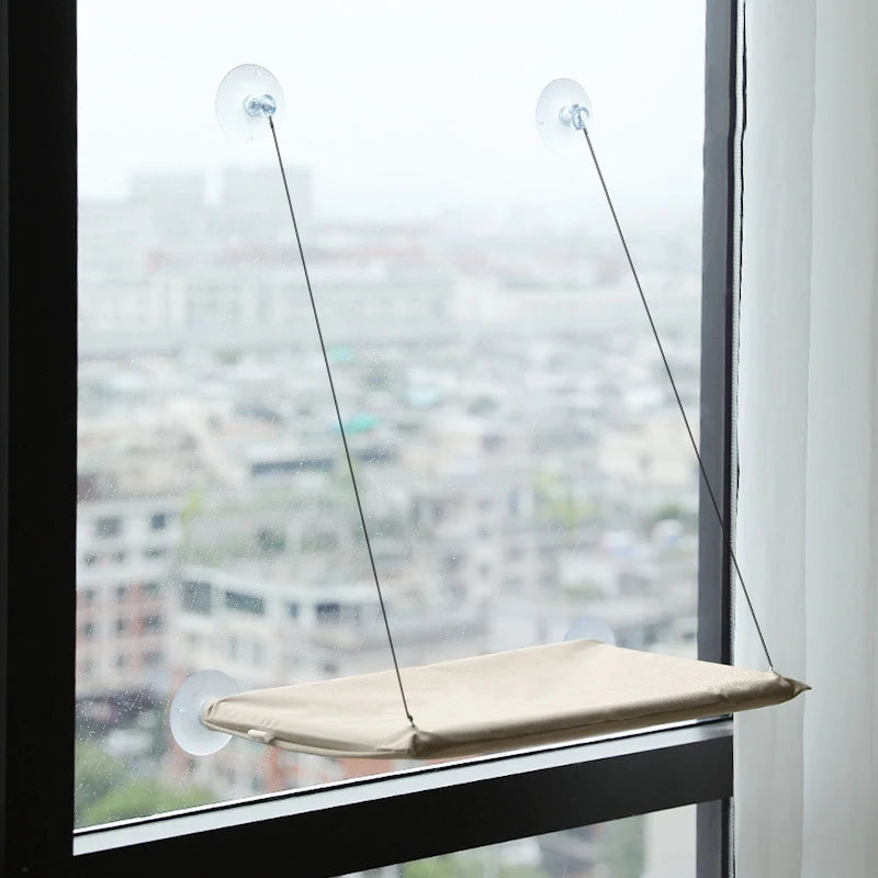 Ultra-Soft Cat Window Hammock Bed - Cozy Cloud-Like Perch for Feline Naptime - Securely Mounted, Perfect Space-Saving Quake