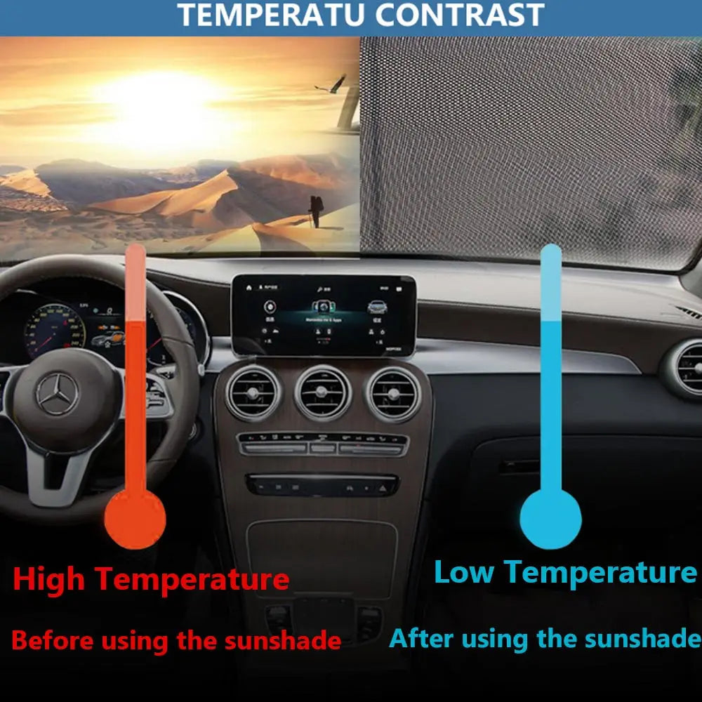 Front Car Retractable Windshield Sun Shade Visor SUV Window Folding Block Cover Quake