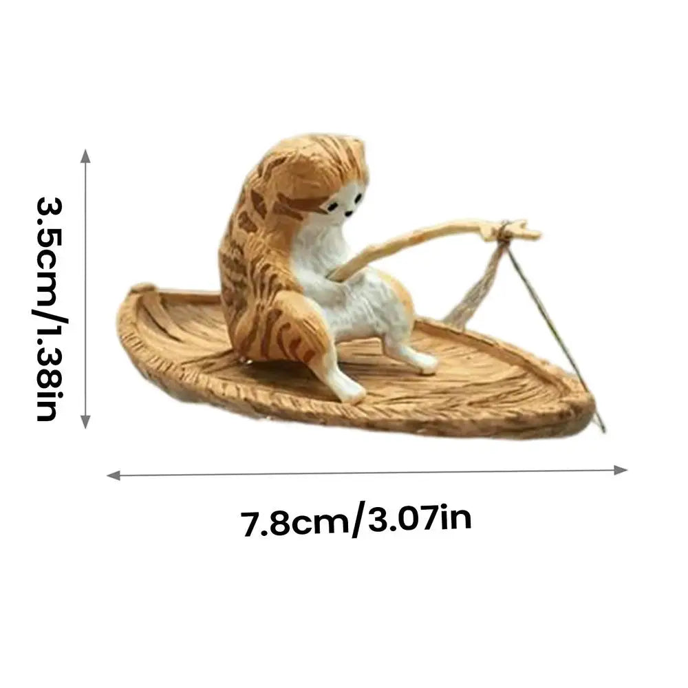 Cute Kitten Fishing Ornament Fish Tank Aquarium Decor for Garden Pond Home Office Landscaping Outdoor Aquatic River Quake E