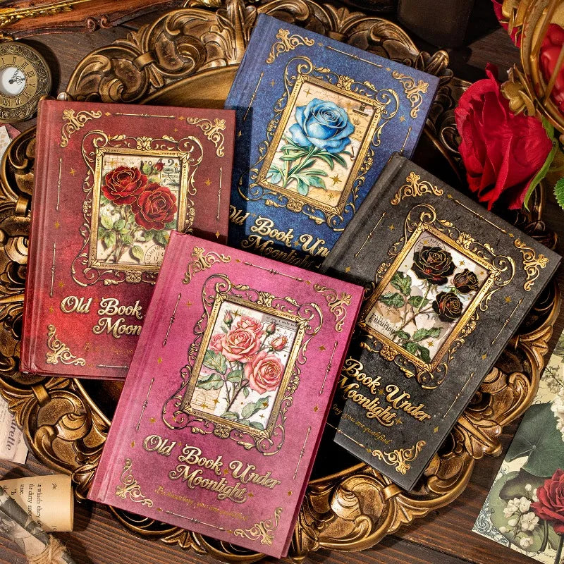 1set Vintage Rose Pattern Handmade Book Material Base Paper Handmade Book Office Supplies Quake