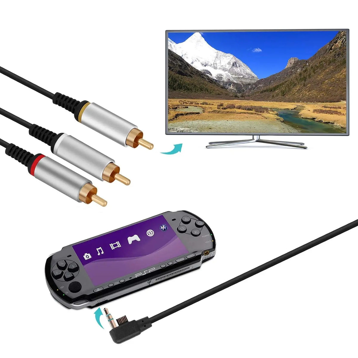 Composite HD AV TV Cable Lead Scart for PSP Slim 2000 3000 Quake