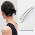 Simple Elegant Gold Sliver Enamel Hairpin Hair Stick Women Girls Korean Metal U-shaped Hair Styling Accessories Jewelry Headwear Quake si