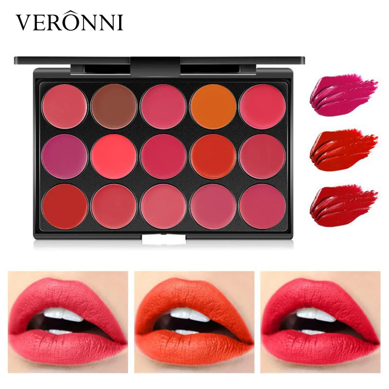 15 Colors Lipstick Palette Matte, Moisturizing And Non Fading, Non Stick Cup, Makeup Tray Easy To Color Ideal Valentine's Gift Quake