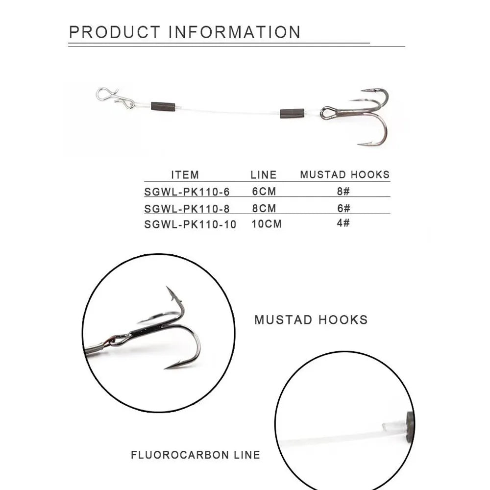 3-Pack Carbon Line Triple Hook Fishing Rig European Pike Stinger Line Set Specifically Designed for Targeting Pike Quake