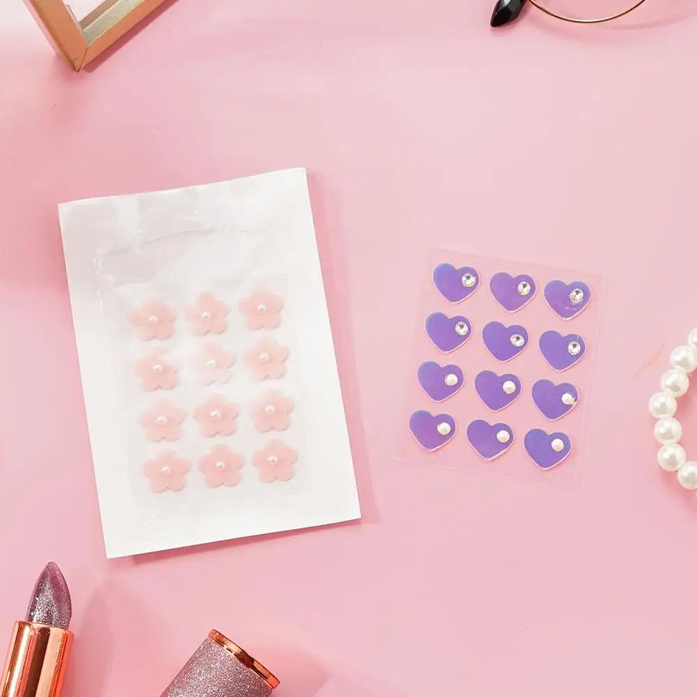 Self-adhesive Diamond Pimple Patch Stickers Colourful Heart/flower Stickers Skin Care Pimple Stickers Concealer Acne Dots Patch Quake