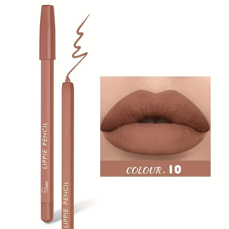 1pc Matte Lip Liner Pen, High Pigment & Waterproof, Versatile Mixed Colors, Suitable For All Skin Types Quake 10