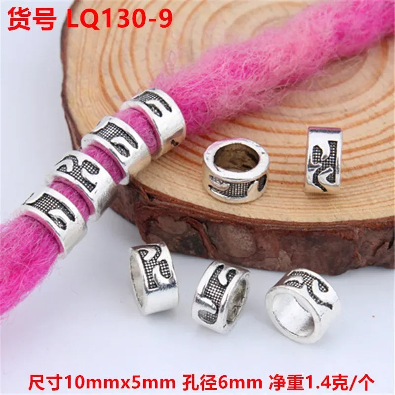 African Braiding Hair Rings Vintage Spiral Braids Hair Styling Tools Accessories Silver Gold Beads for Hair Braids Dreadlock Quake 5pcs LQ130-9