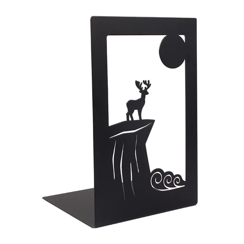 Book Supports for Shelves Metal Decorative Book Ends for Children Desktop Bookends Non-skid Metal Bookends Books Holder K1KF Quake