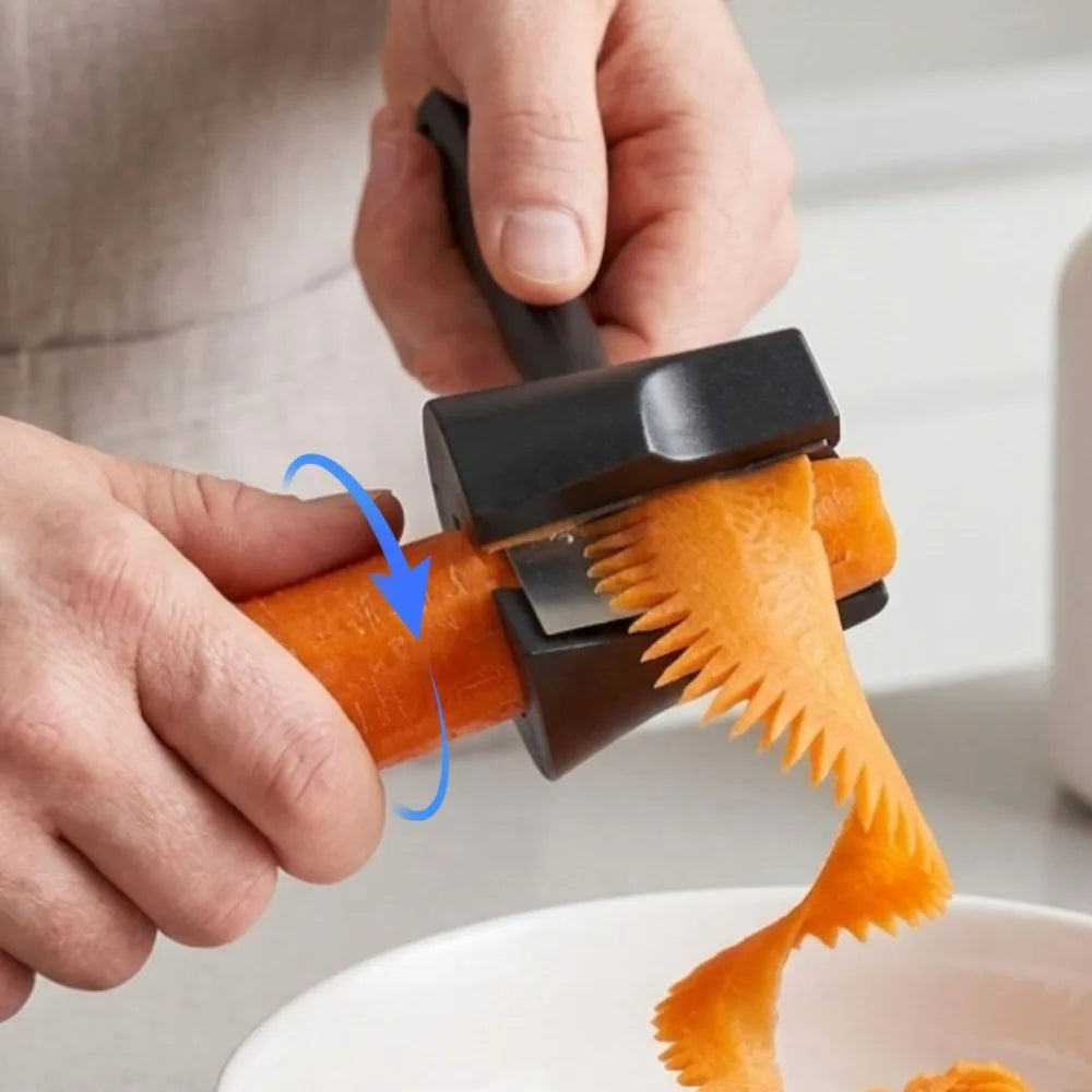 Carrot Spiral Carving Device Vegetable Fruit Carving Tools Two Carving Styles Carrot Cucumber Sharpener for Garnishing Design Quake