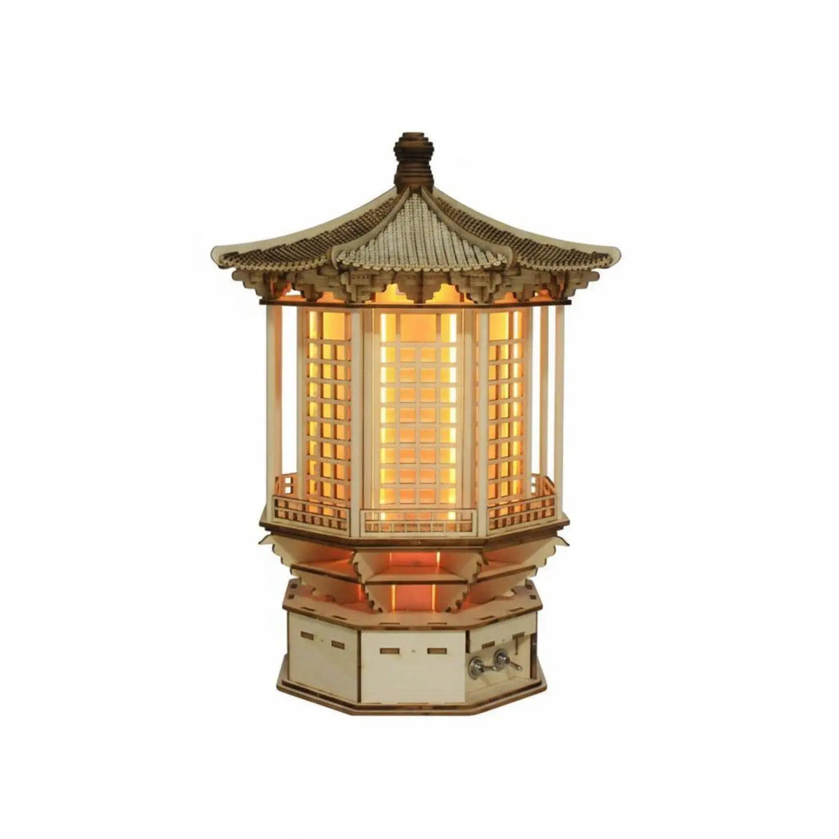 Basswood Plywood Palace Pagoda Lamp Kit Traditional Chinese Aesthetic Craft Art Deco Table Light for Study Room Quake