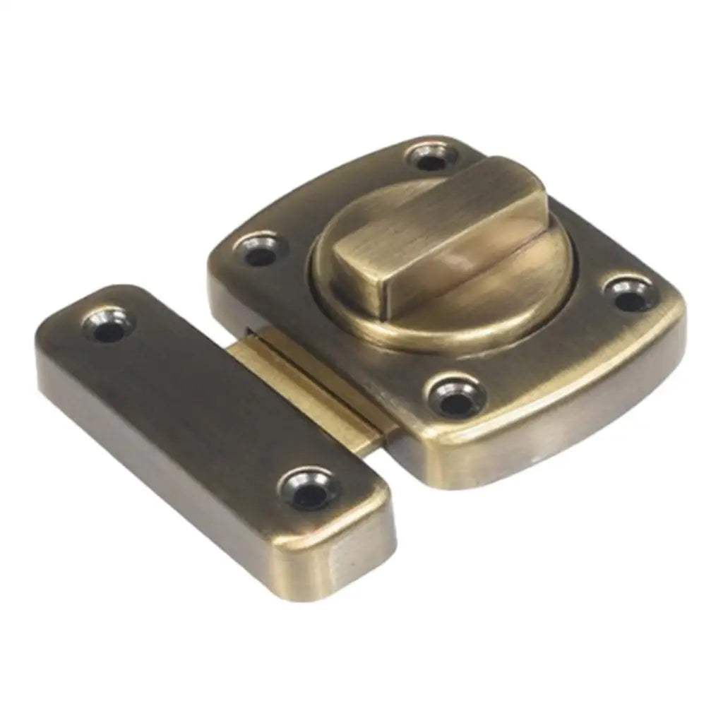 Security Door Bolt Zinc Alloy Rotate Latch Compact Durable Lock for Room Door Cabinet Window Safety Quake SizeLBronze