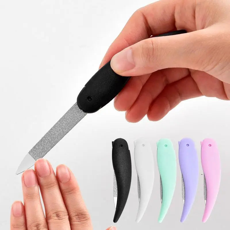 Mini Bird Folding Nail File Washed and Polished Manicure File Double Sided Frosted Abs Plastic Material Nail Art Tools Quake