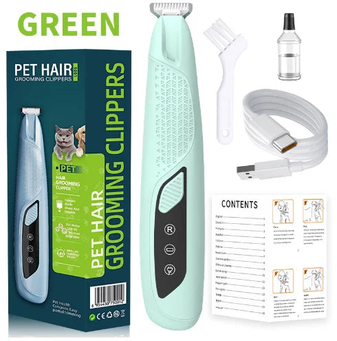 Multi Color Rechargeable Pet Clipper - LED Light Portable Electric Trimmer, Safe for Cats and Dogs’ Paw Foot Ear Eye Grooming Quake XS Cyan B13623A