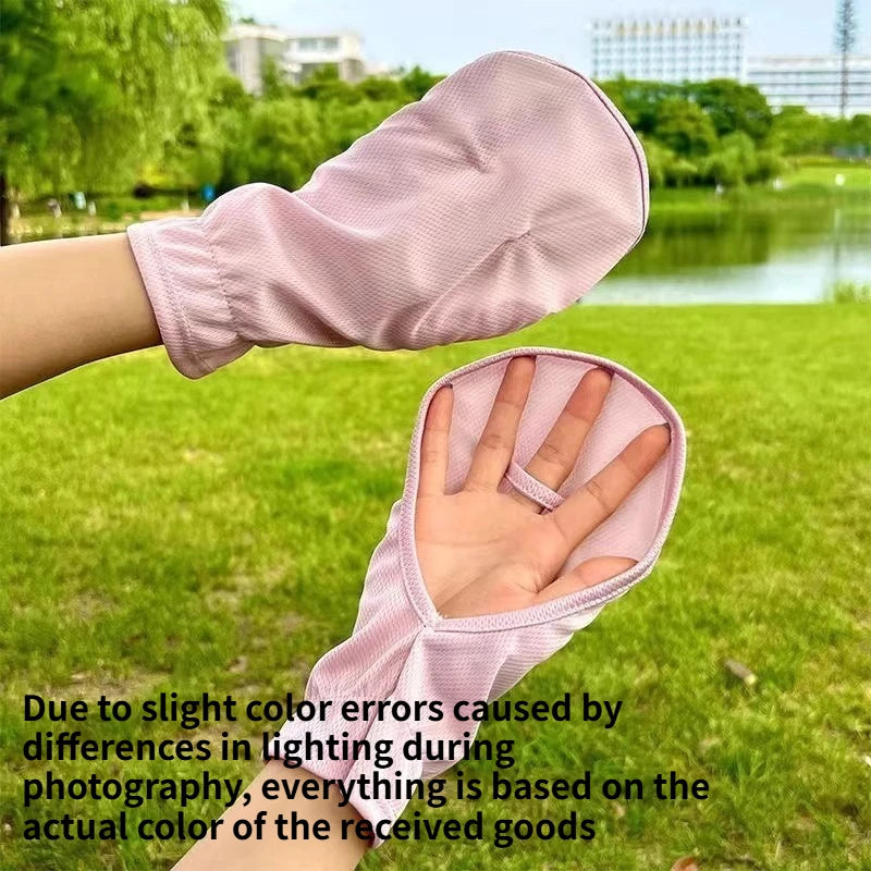 Women Sun Protection Gloves Summer Short Fingerless UV Protection Gloves for Driving Cycling Motorcycle Sun Shield Quake B