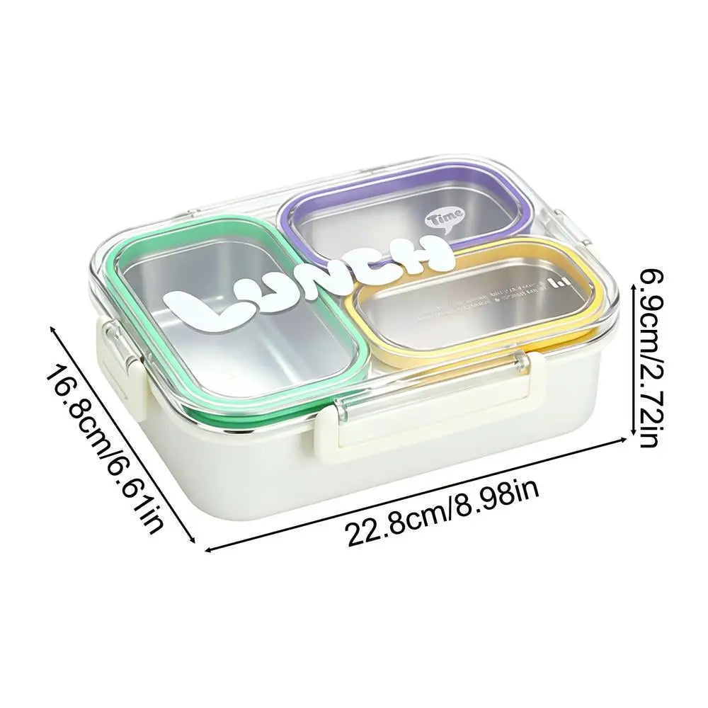 Stainless Steel Lunch Box 3 Compartment Leak Proof with Lid for Adults School Camping Spring Trip Commuting Picnic Fruits Snacks Quake B