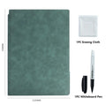 Reusable A4 Whiteboard Notebook With Whiteboard Pen Leather Erasable Whiteboard Draft With Erasing Cloth Stationery Quake Green