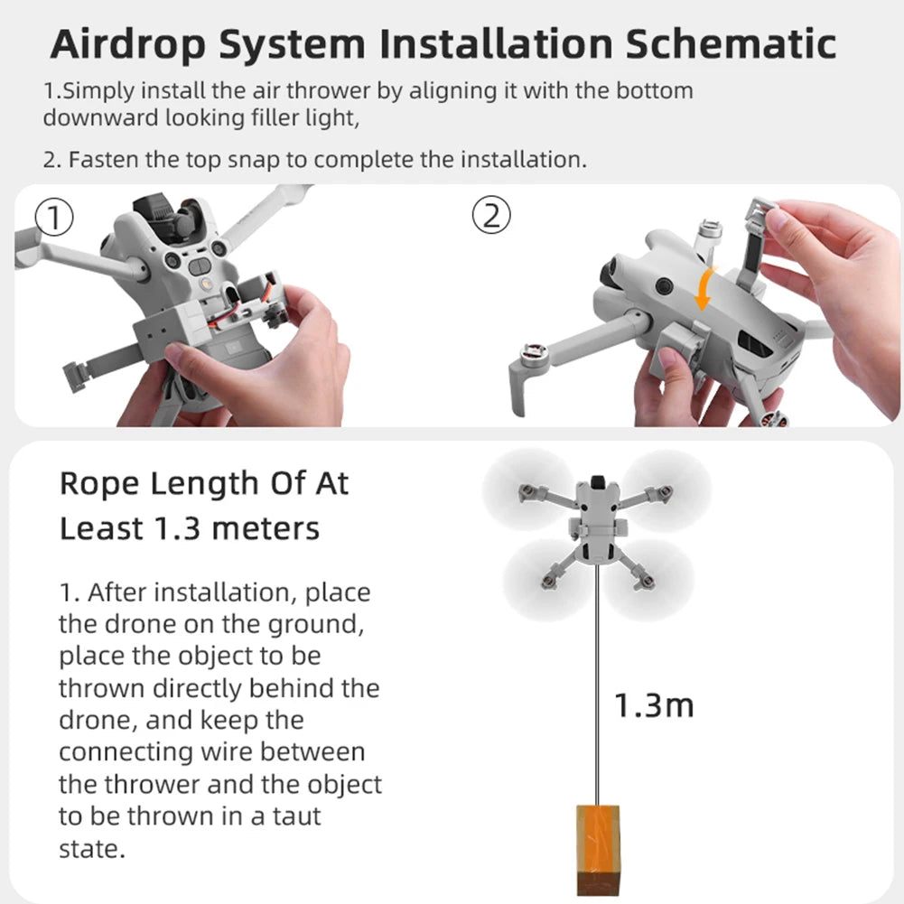 For Mini 4 Pro Payload Delivery Thrower USB Charging Air Dropper Device Drone Remote Thrower for Fishing Wedding Search Quake