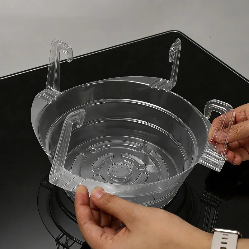 8/10/12inch Clear Round Plastic Indoor Outdoor Hanging Basket Drip Base Hanging Plant Tray with Built in Hook Gardening Pot Tray Quake