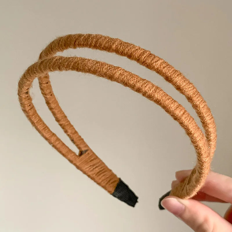 Solid Color Double-layer Yarn Headband for Women Fashion Versatile Headband Makeup Pressed Hair Headband Hair Hoop Styling Tools Quake 7-