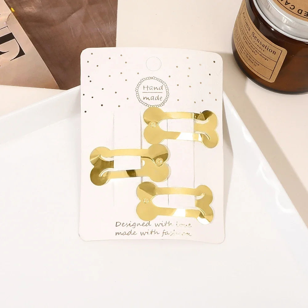 3pcs/bag Silver Gold Star Y2K Metal Metal Edge Clip Women Girls Hair Clips Snap Clip Barrettes Hair Jewelry Bobby Pins Headdress Quake gold dg